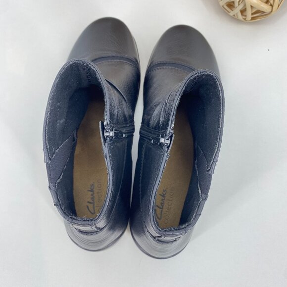 Clarks Cora Derby Leather ankle Black Ankle Boots SZ 10 - Picture 6 of 9